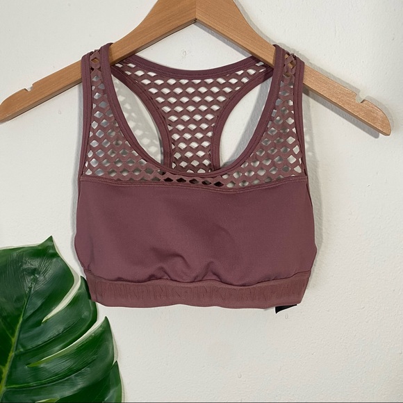 PINK VICTORIA'S SECRET Ultimate Unlined Mesh Sports Bra Cocoa Powder Mauve Small - Picture 3 of 9